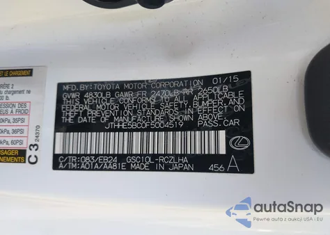 2015 Lexus Rc 350 from USA, damaged, VIN JTHHE5BC0F5004519